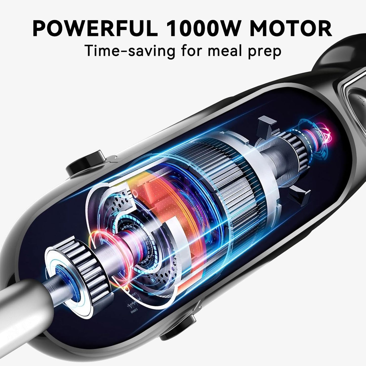 Immersion Blender Handheld Hand Blender, 1000W 5 in 1 Hand Mixer Stick, BPA-Free 12 Speed Handheld Blender 304 Stainless, Mixing Beaker, Chopper, Whisk, Milk Frother, Soup, Smoothies, Baby Food, Sauce