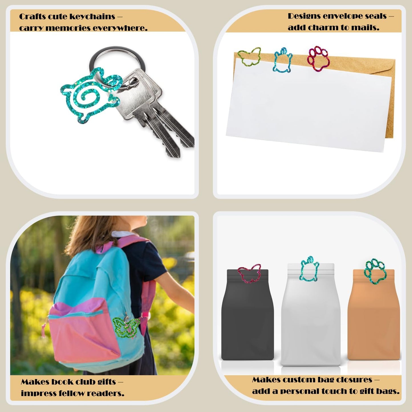 Animal Bookmark Silicone Mold Kit 12-in-1 - Cat Paw, Shark & Bat Shapes for Resin Memorial Art, Quick Release DIY Pet Keepsake Gifts (Animal Paperclip Mold)