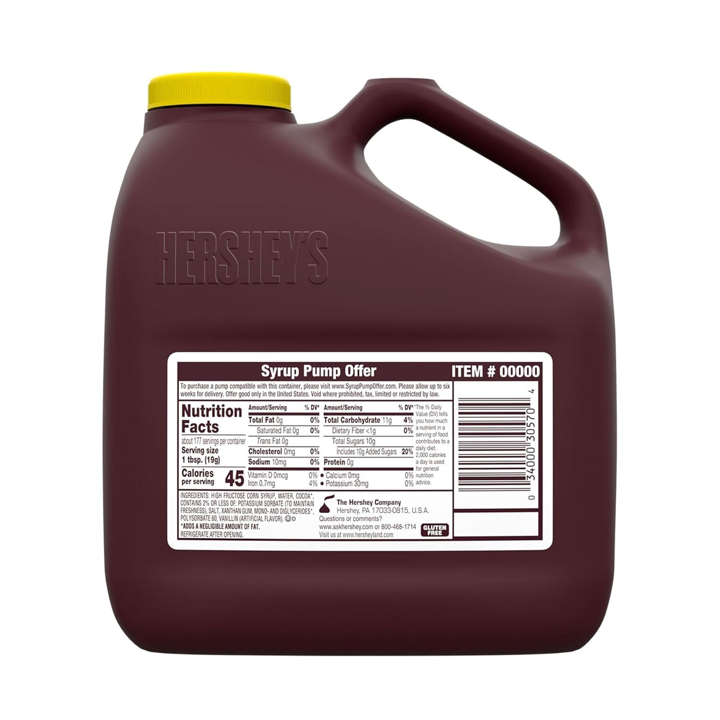 HERSHEY'S Chocolate Flavored Syrup Bulk Jug, 7.5lbs