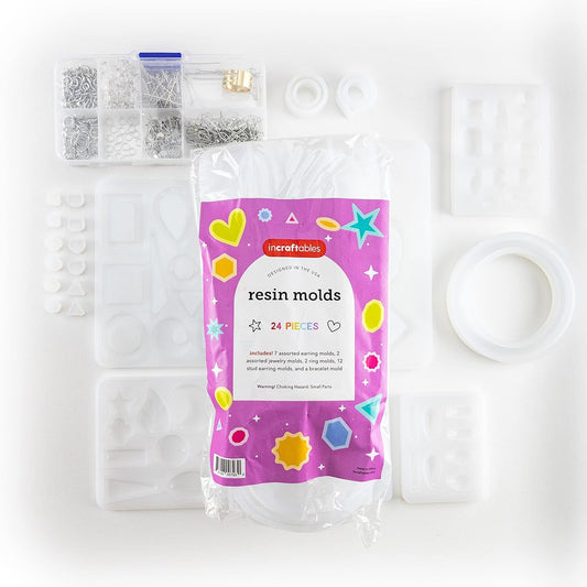 Incraftables Epoxy Resin Molds Kit Bundle. Silicone Resin Kit with Molds including 24pcs Molds, Earring, Keychain, Bracelet & DIY Jewelry Making Supplies. Large Epoxy Resin Kits and Molds Complete Set