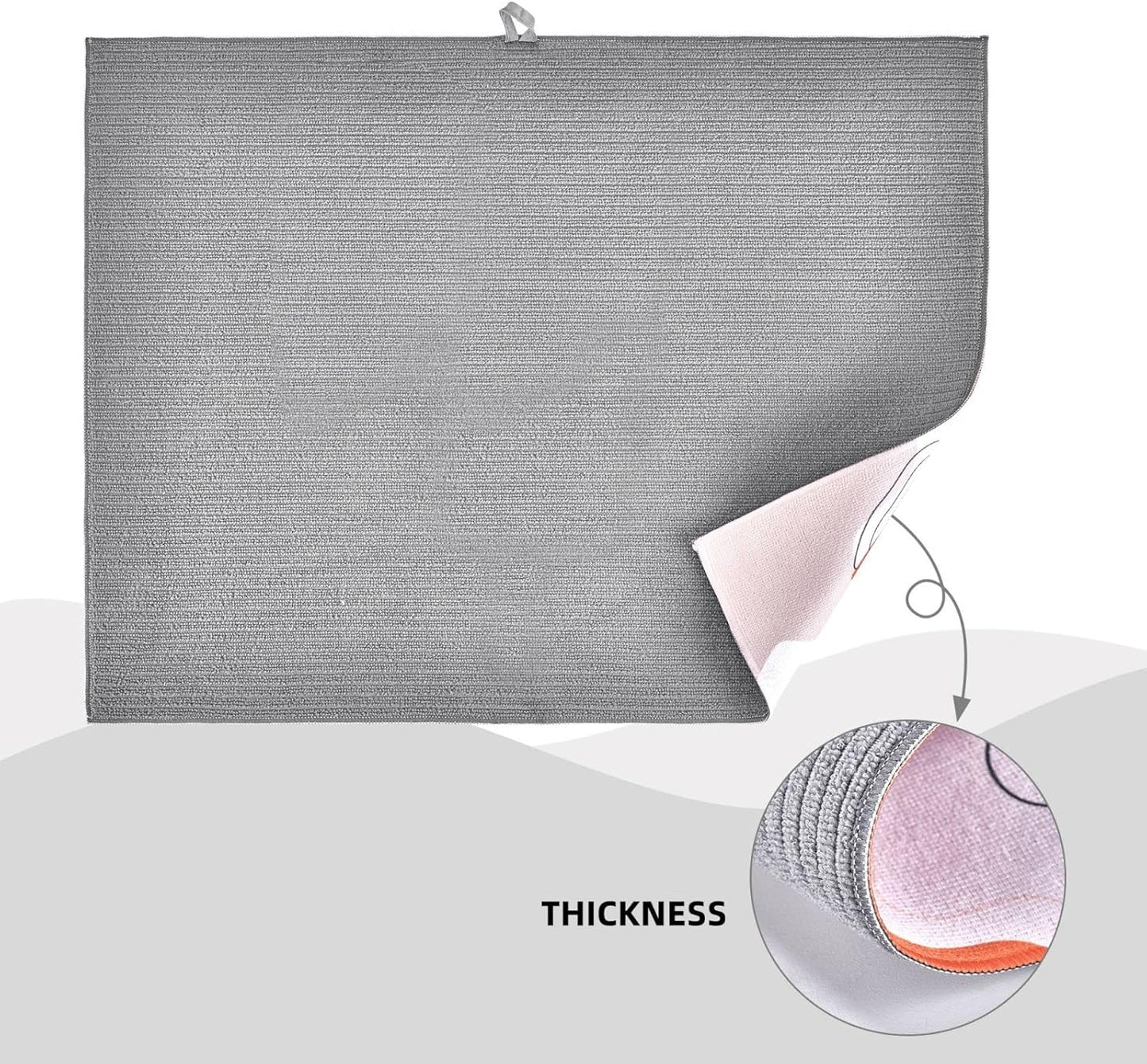 Large Dish Drying Mats For Kitchen Counter Microfiber Kitchen Drying Mat XL Draining Pad Absorbent Quick Drying Dish Mat 18x24 Inch - Cherry