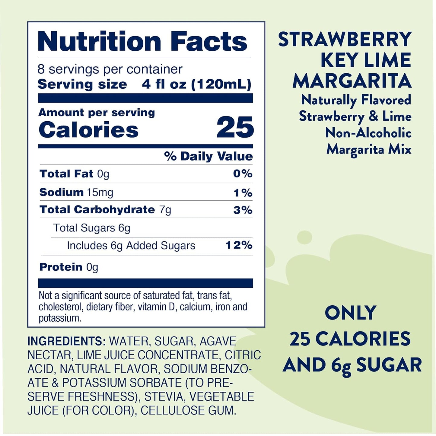 Jordan's Skinny Syrups Sugar Free Syrup, Naturally Sweetened Strawberry Key Lime Margarita Mix, 32 oz, Low Calorie Flavoring, Protein Shake, Cocktail & More, Gluten Free, Keto Friendly