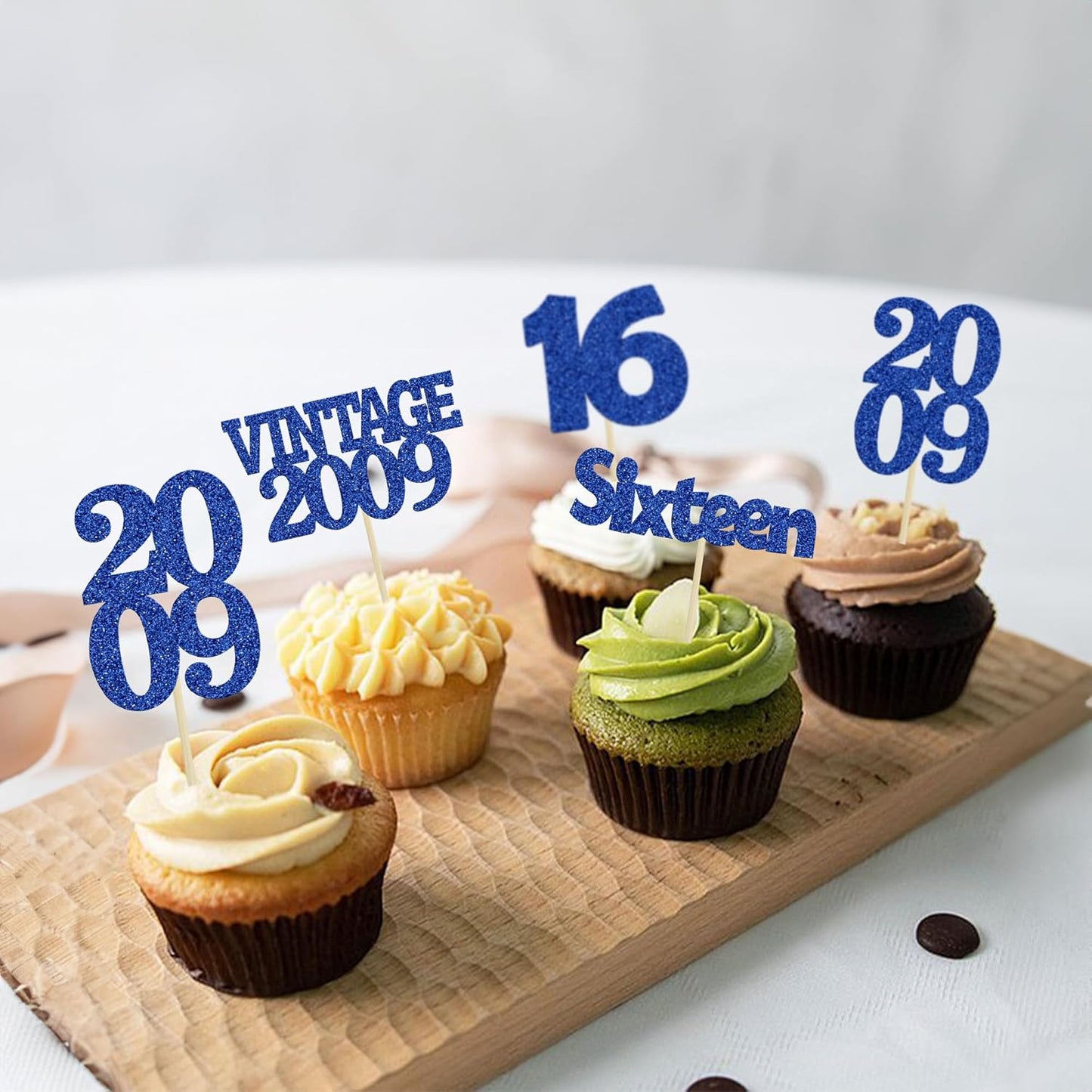 Gyufise 24pc 16th Birthday Cupcake Toppers - Deep Blue