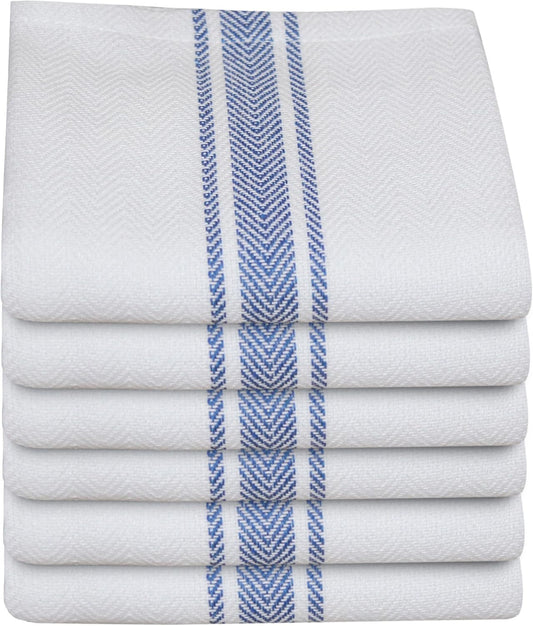 Kitchen Towels| Tea Towel for Craft| Cotton Dish Towels| Reusable Bulk Cleaning Cloths Blue Hand Towels| Soft Super Absorbent Quick Dry Dish Rags Machine Washable 6 Pack 15" x 25"