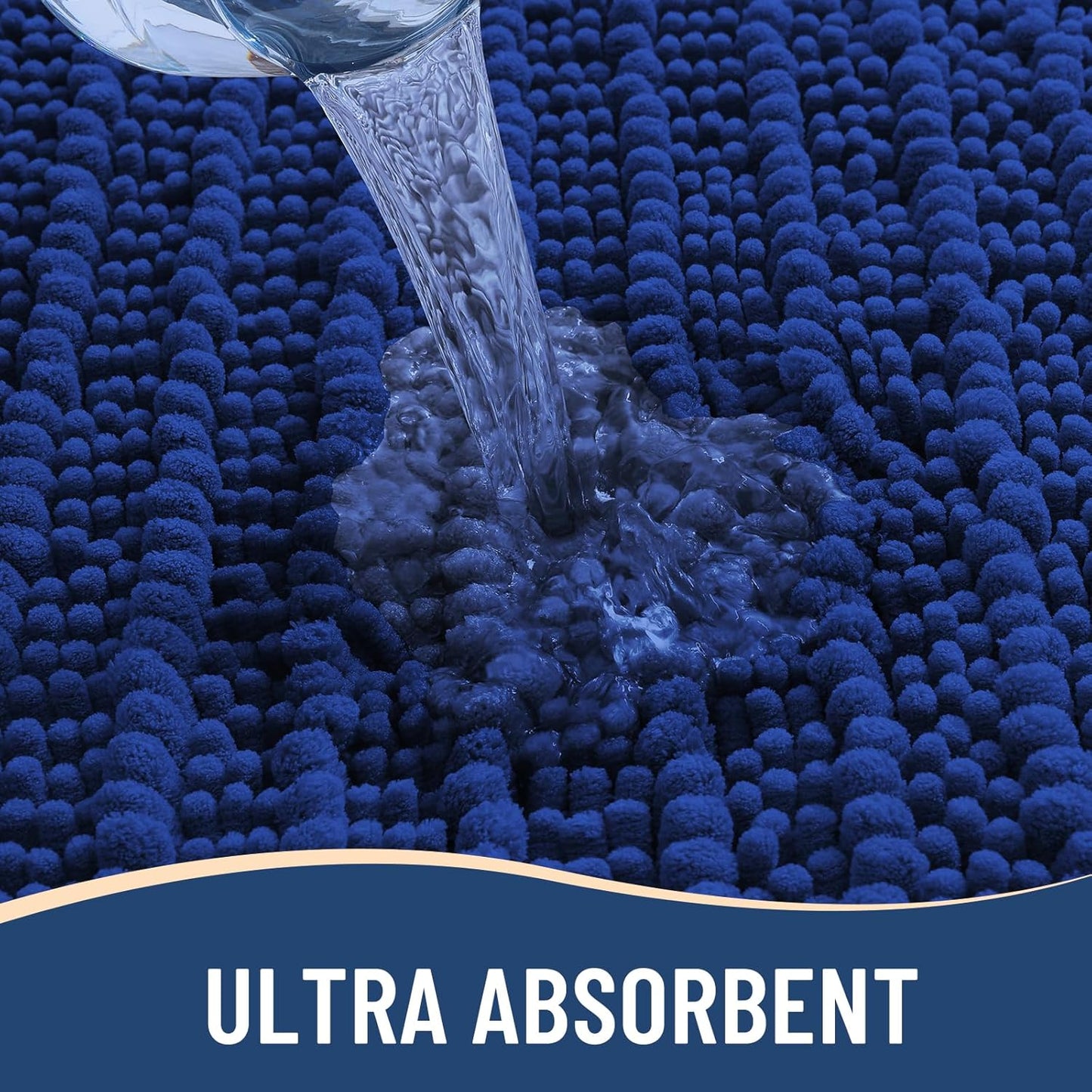 Arotive Luxury Chenille Bathroom Rug Mat, Extra Soft Thick Absorbent Shaggy Bath Rugs, Non-Slip Machine Wash Dry, Plush Bath Mats for Bathroom, Shower and Tub, 30x17, Royal Blue