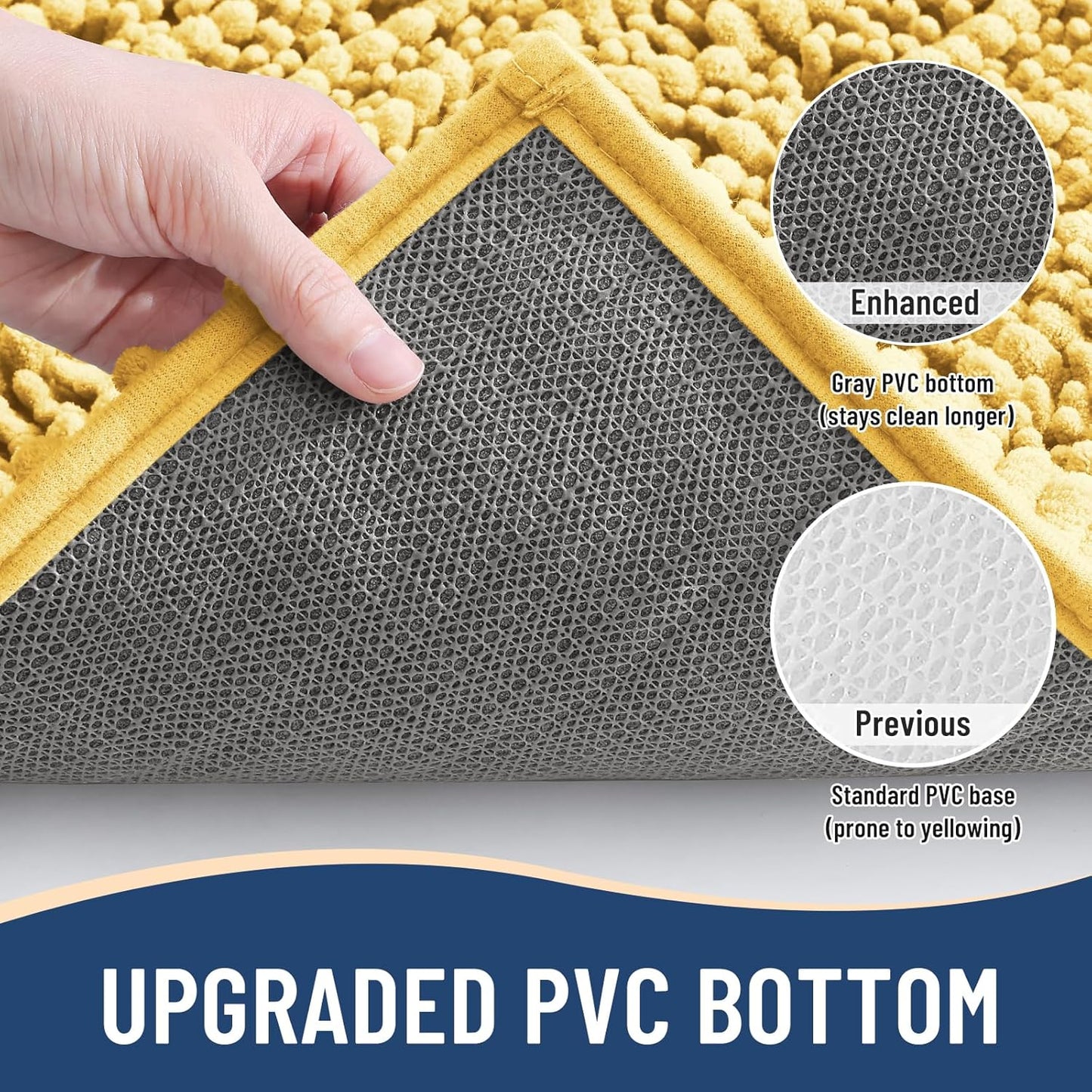 Arotive Luxury Chenille Bathroom Rug Mat, Extra Soft Thick Absorbent Shaggy Bath Rugs, Non-Slip Machine Wash Dry, Plush Bath Mats for Bathroom, Shower and Tub, 54x24, Yellow