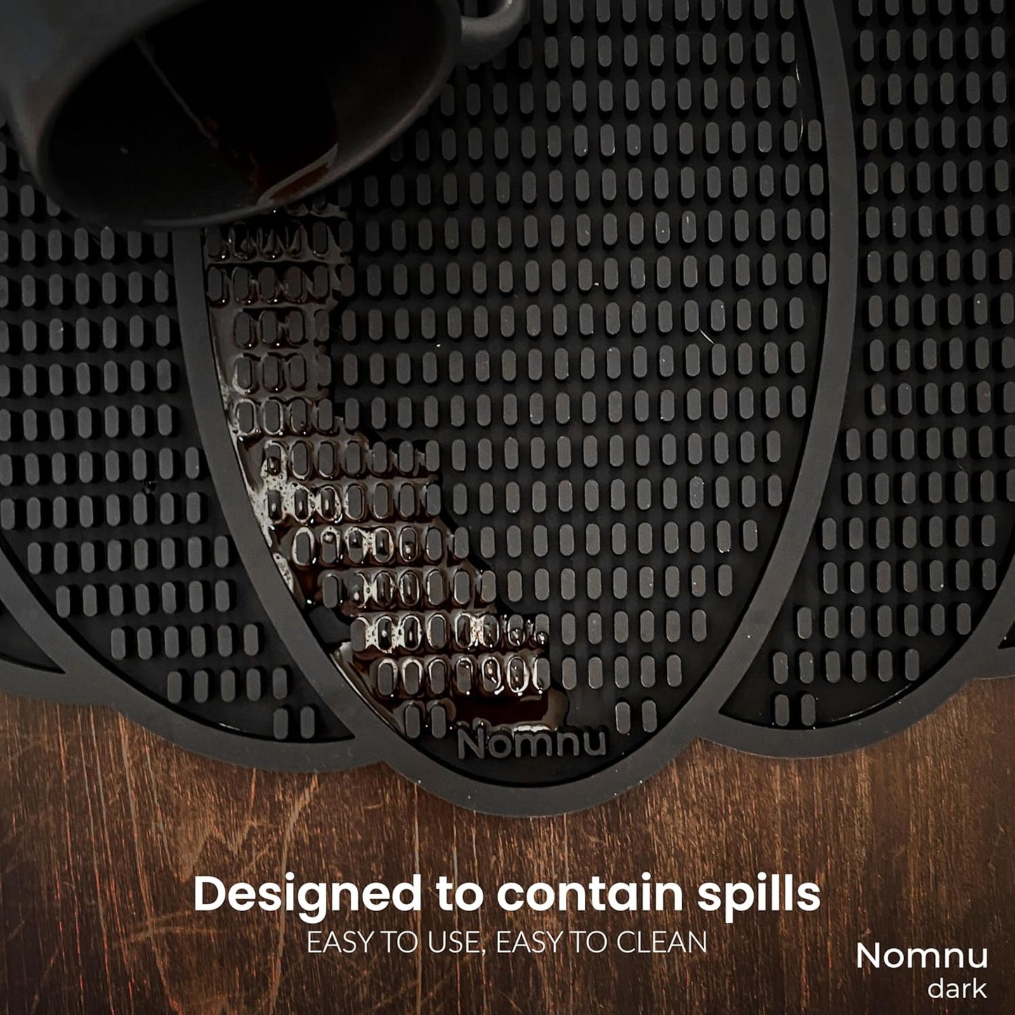 Nomnu Pumpkin Coffee Mat for Countertop - Goth Kitchen Decor - Gothic Coffee Bar Accessories 14.8x13.5 Inch Bar Mat - Spooky Halloween Gifts Non Slip Spill Mat, Black (PCBMB)