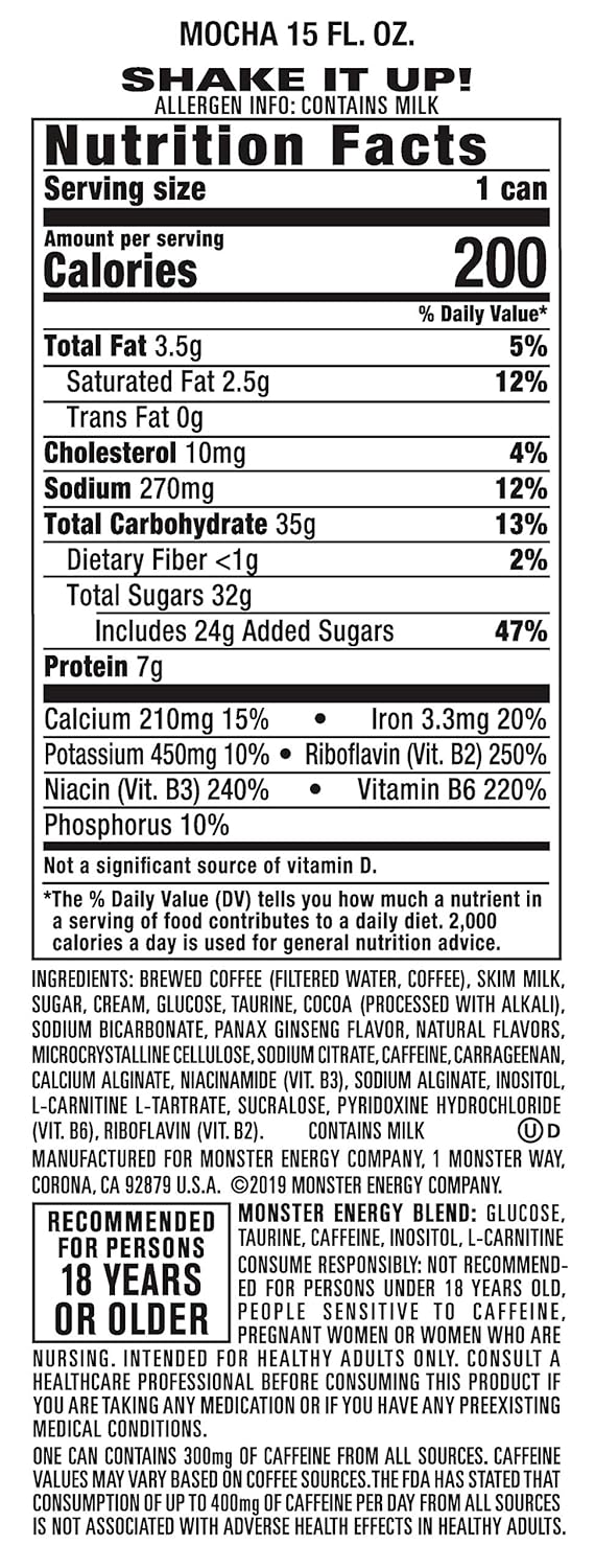 Monster Energy Java 300 Triple Shot Robust Coffee + Cream,15 Fl Oz (Pack of 12)