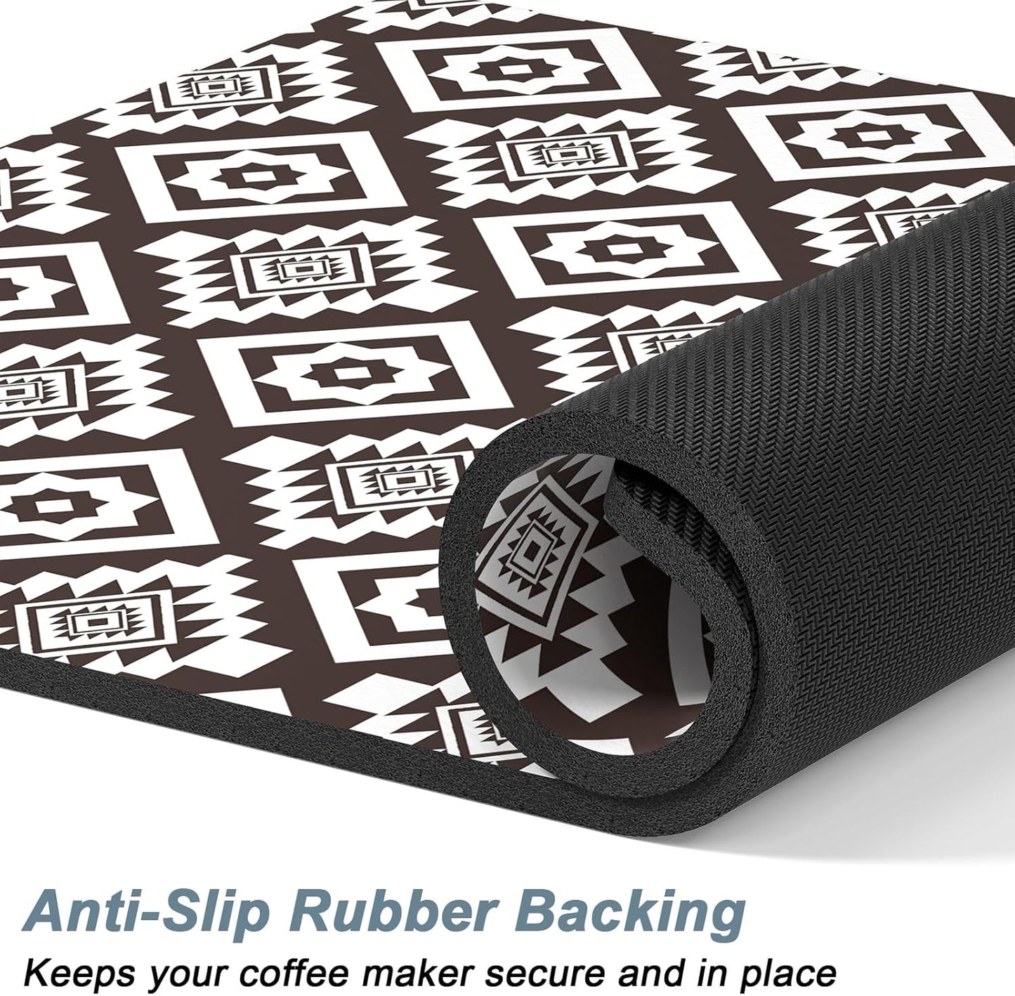 Rnivvi Coffee Mat, 12" x 19" Cute Coffee Bar Mats for Espresso Machine Station Accessories and Organizer, Hide Stain Rubber Backed Absorbent Dish Drying Pad for Kitchen Counter, Modern Abstract Art