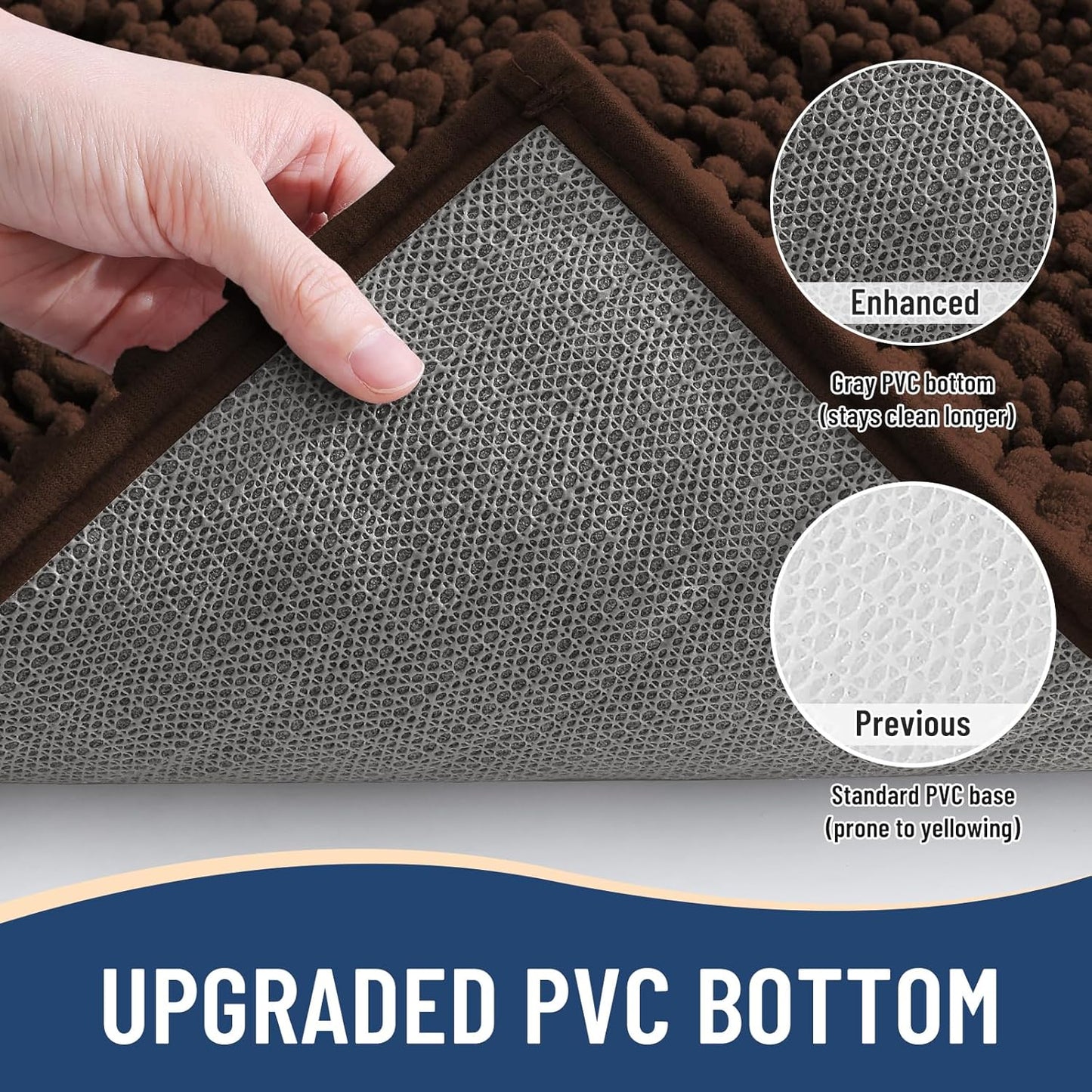 Arotive Luxury Chenille Bathroom Rug Mat, Extra Soft Thick Absorbent Shaggy Bath Rugs, Non-Slip Machine Wash Dry, Plush Bath Mats for Bathroom, Shower and Tub, 30x20, Brown