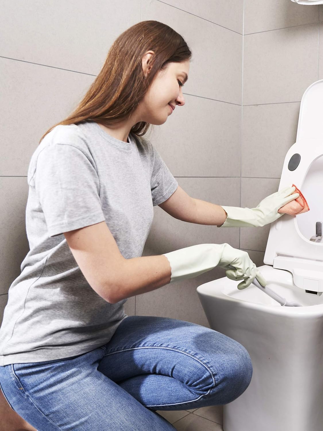 LANON 3 Pairs wahoo Skin-Friendly Cleaning Gloves, Dishwashing Kitchen Gloves with Cotton Flocked Liner, Reusable, Non-Slip, Canary Green, Small