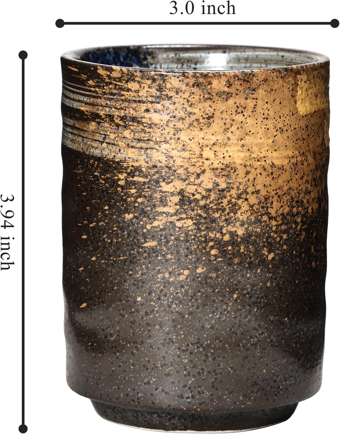 Ceramic Spoon Holder for Coffee Bar, Upright Tea Spoon Holder Cup, Coffee Stirrers Straws Stir Stick Holder, Blue Strips