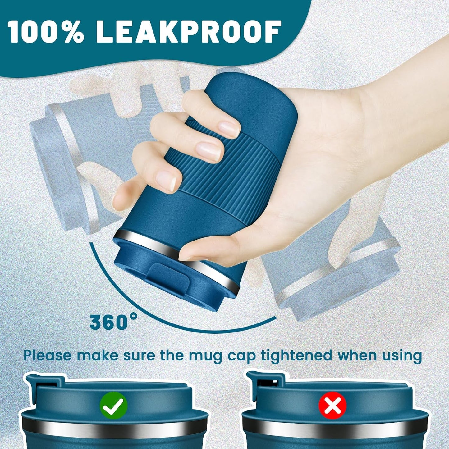 Insulated Coffee Tumblers with Flip Lid 12oz / 17oz, Stainless Steel Travel Coffee Mug Leak Proof, Vacuum Insulated Coffee Mug Reusable Cup, Keeps Cold and Hot for Coffee Tea