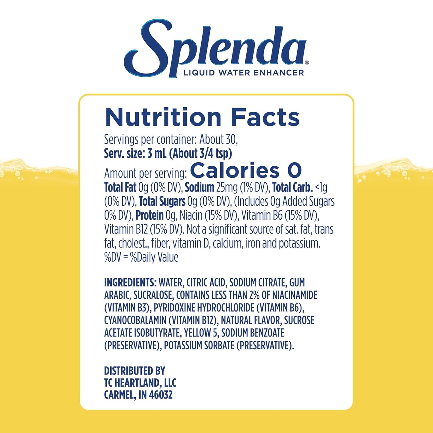 SPLENDA Liquid Water Enhancer Drops, Sugar Free, Zero Calorie, Natural Flavor, Concentrated Drink Mix, 3.11 Fl Oz Each Bottle (Lemonade, 2 Pack)