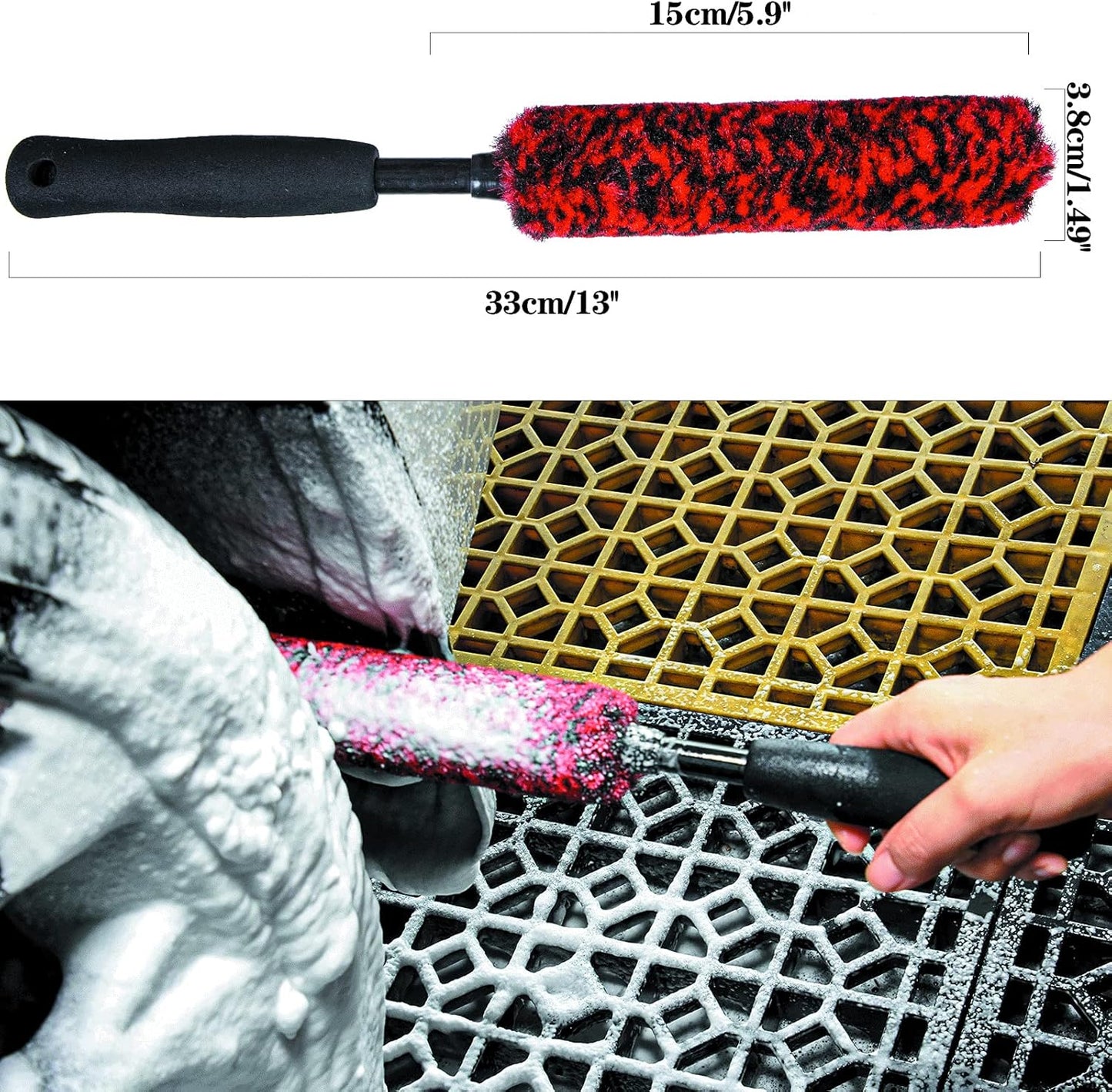 Metal-Free Wheel Brushes(3 Pack), Wheel Brush, Soft, Dense Fibers Clean Car Rim Wheels Safely…