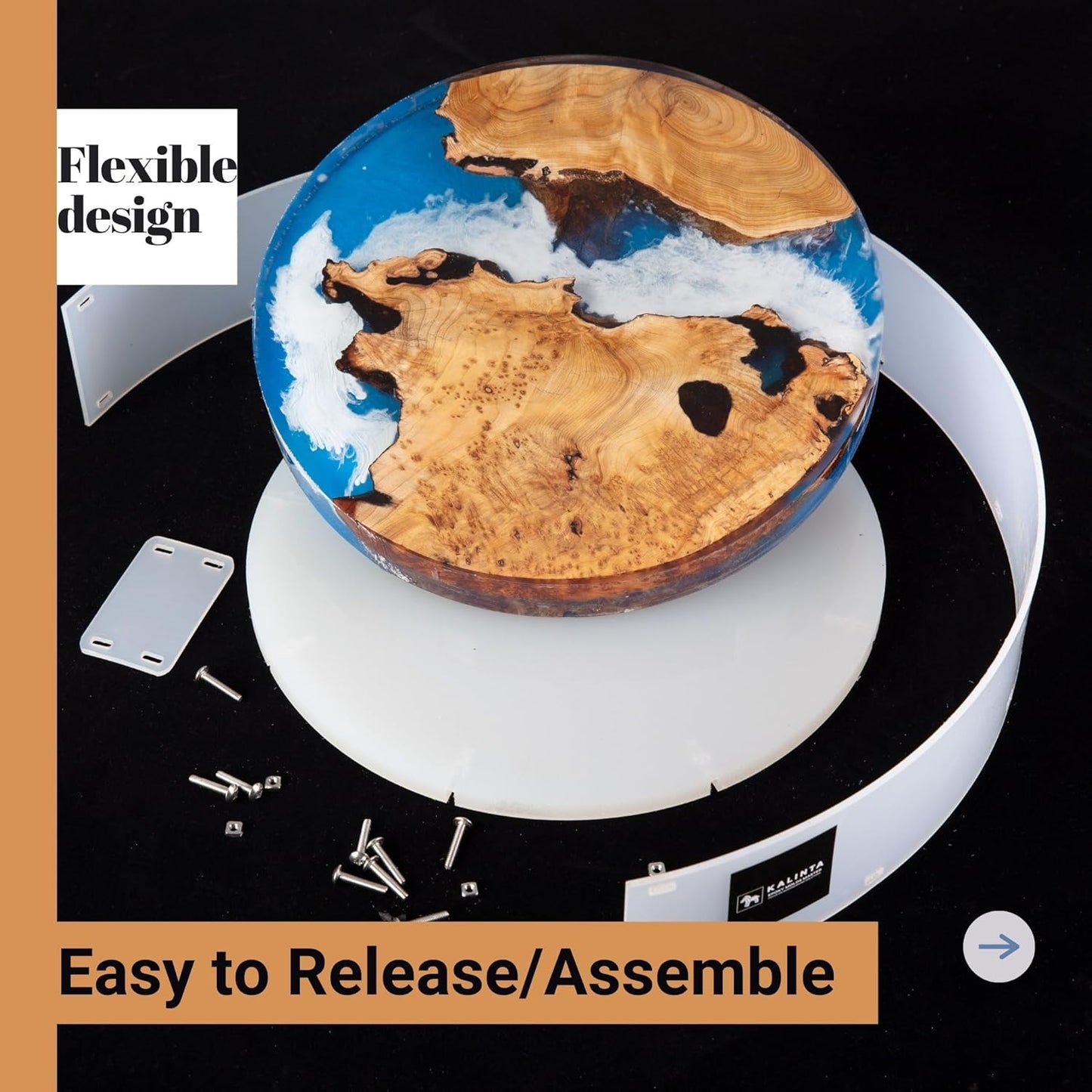 Resin Mold Large Round Deep -Kalinta 24inch Reusable Epoxy Round Molds for Resin Clock, Serving Tray Board, End Table，Floral Preservation Bouquet