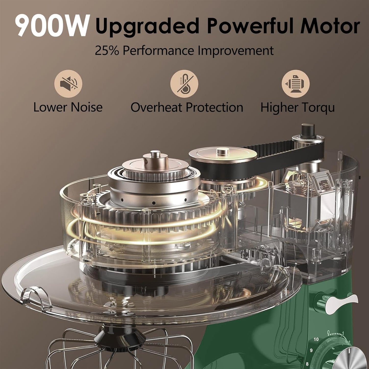 Kitchen in the Box Stand Mixer, 900W 8.5 QT Kitchen Electric Mixer, 10-Speed Large Capacity Tilt-head Food Mixer with Dough Hook, Wire Whip, Flat Beater & Splash Guard (Green)