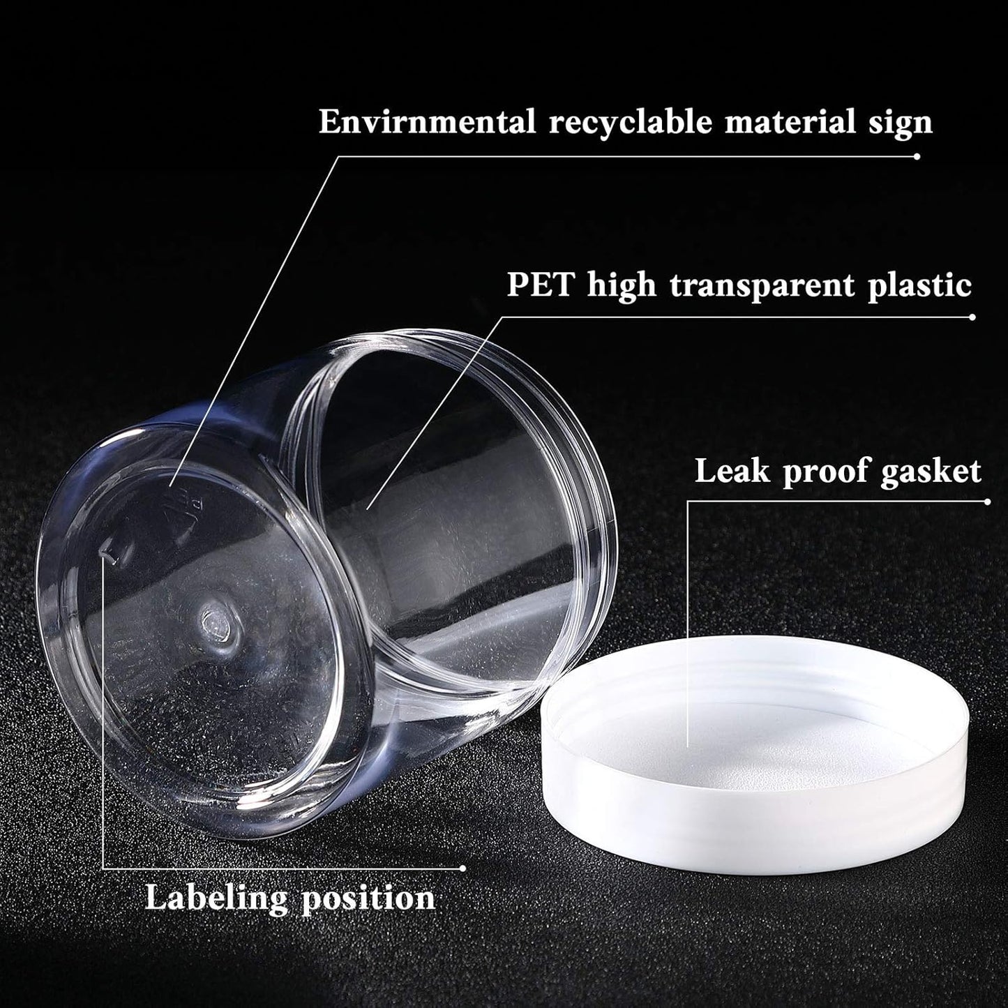 Patelai 4 Pieces Round Wide-mouth Leak Proof Plastic Container Jars with Lids for Travel Storage Makeup Beauty Products Face Creams Oils Salves Ointments DIY Making(8 Ounce,White)