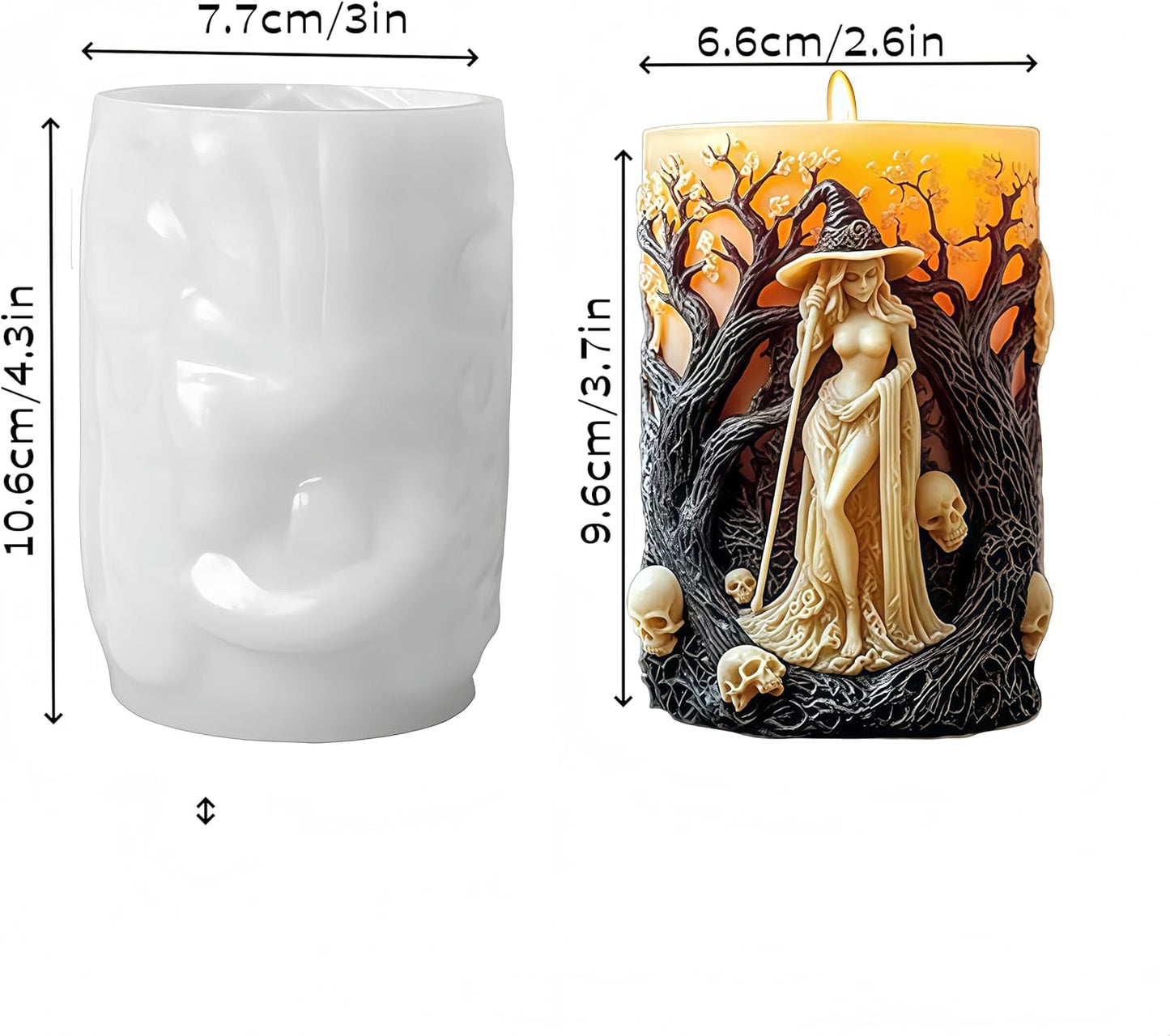 Witch Cylinder Silicone Candle Mold for Candle Making,Pillar Casting Silicone Molds for Resin Casting,Scented Candle, Soap,Silicone Molds for Home Decor,Resin Craft Gifts (D)