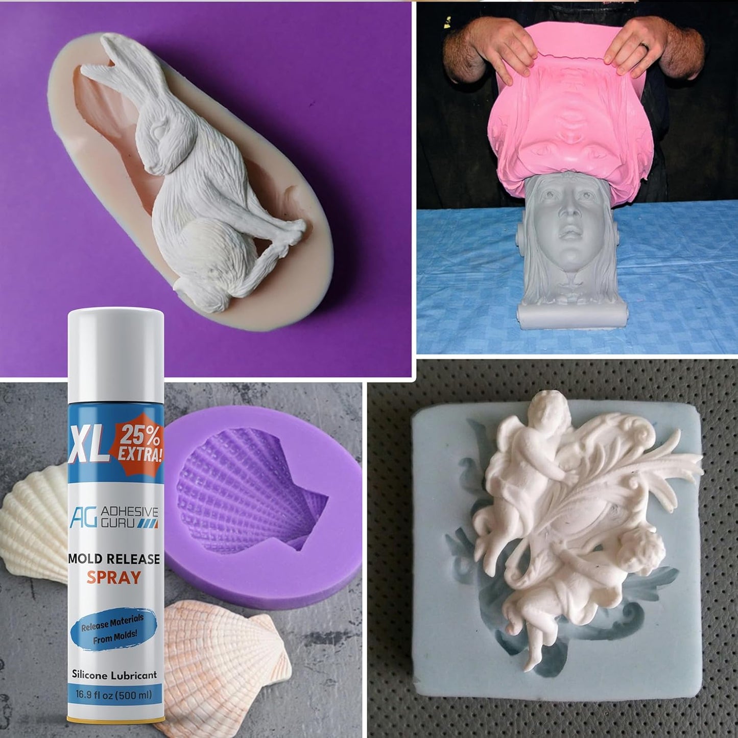 Silicone Mold Release Spray (2x16.9 fl oz / 500ml) Release Agent for Epoxy Resin, Candle & All Molds | Smooth, Non-Stick Lubricant for Easy Removal | 2 Pack