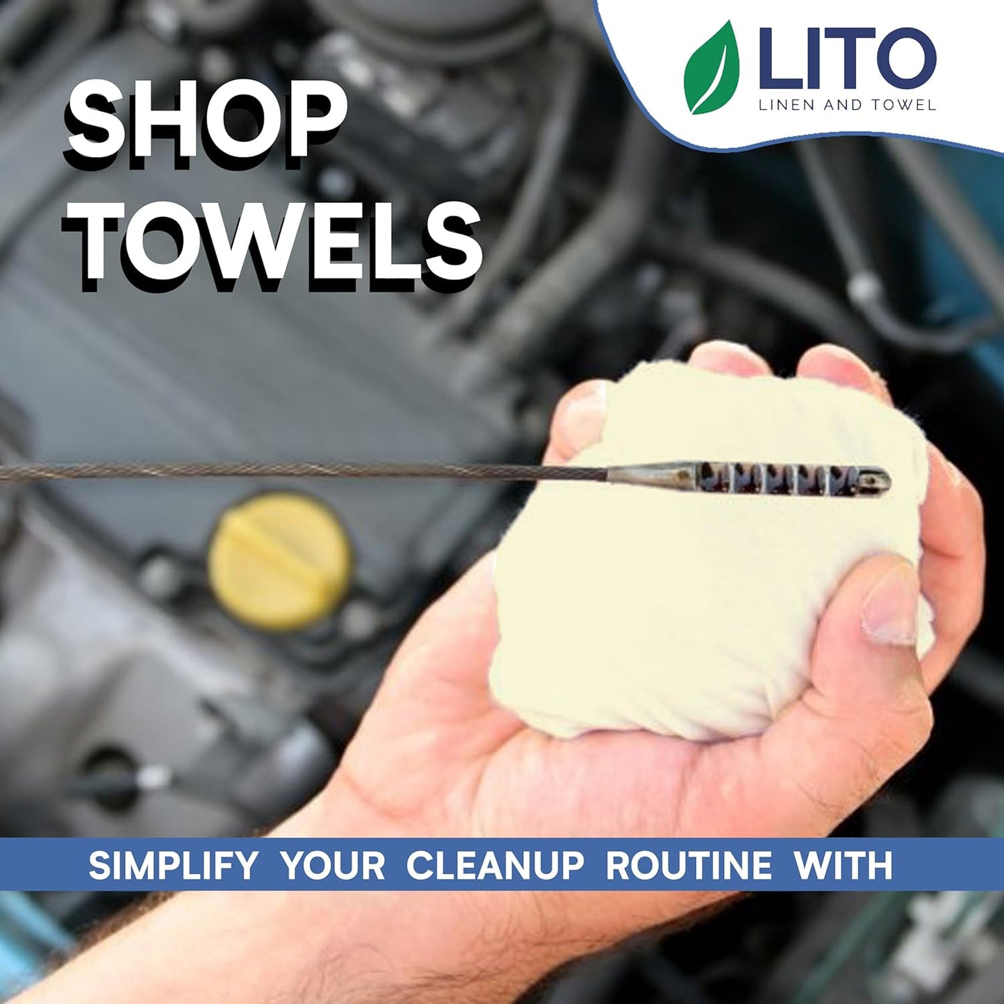 Shop Towels| Multipurpose Commercial and Residential Shop Cleaning| Car Wash, Polish, Housewares, Microwave, Coffee Machine, Restaurant, Bathrooms, Electronics, Auto Garage | 50 Pack 14"x12" Natural