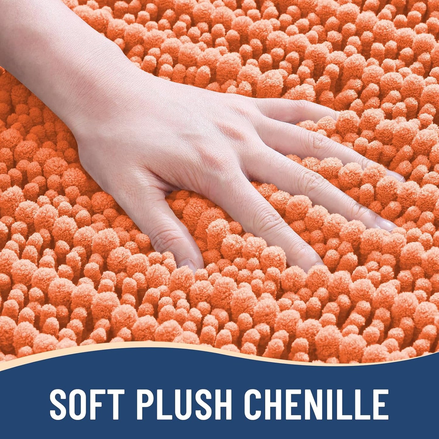 Arotive Luxury Chenille Bathroom Rug Mat, Extra Soft Thick Absorbent Shaggy Bath Rugs, Non-Slip Machine Wash Dry, Plush Bath Mats for Bathroom, Shower and Tub, 36x24, Coral