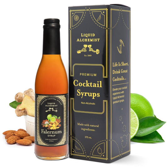 Liquid Alchemist Falernum Syrup for Cocktails - Real Ingredients Make our Falernum Cocktail Syrup a Great Mixer for any Tiki Drink - Our Drink Mixer is Non-GMO Gluten Free & Vegan (12.7 oz)