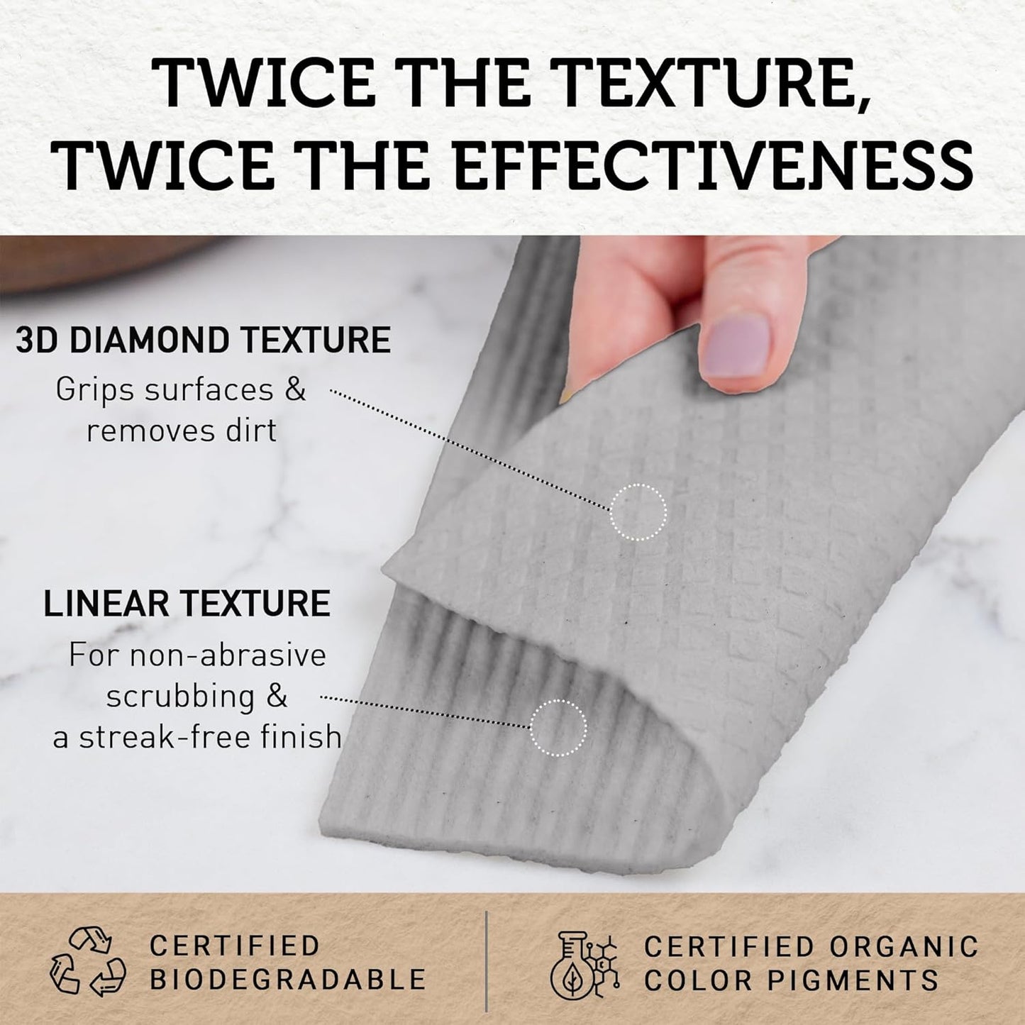 Nordhus Design Swedish Dishcloths, Grey 10-Pack, Reusable, Washable Cellulose Cotton Kitchen Cloths - Replace Paper Towels, Wipes, Sponges, Dish Rags