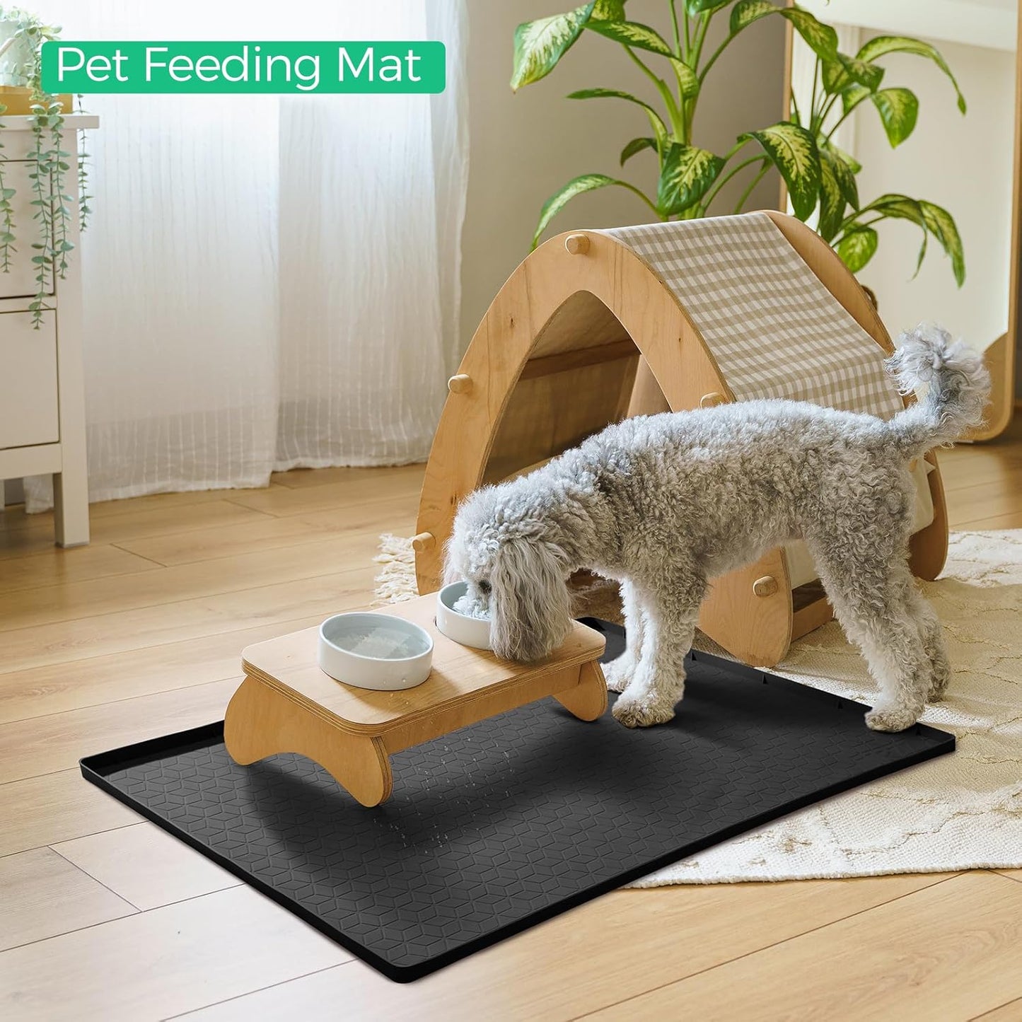 TRZZ Silicone Waterproof Under Sink Mat 22" x 19", Drip Tray and Cabinet Liner for Kitchen and Bathroom, Prevents Water Damage and Organizes Cabinets (Black)