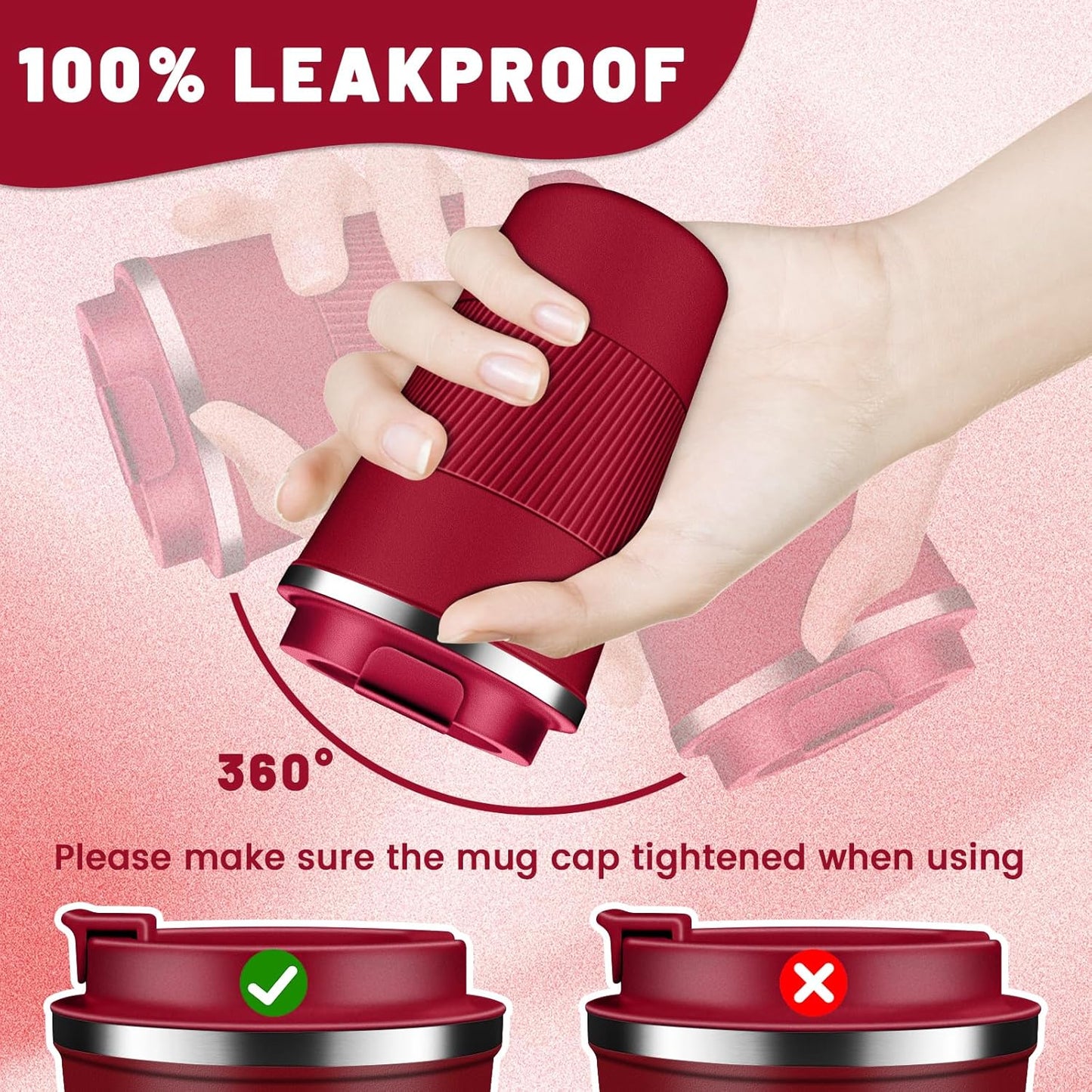 Insulated Coffee Tumblers with Flip Lid 12oz / 17oz, Stainless Steel Travel Coffee Mug Leak Proof, Vacuum Insulated Coffee Mug Reusable Cup, Keeps Cold and Hot for Coffee Tea