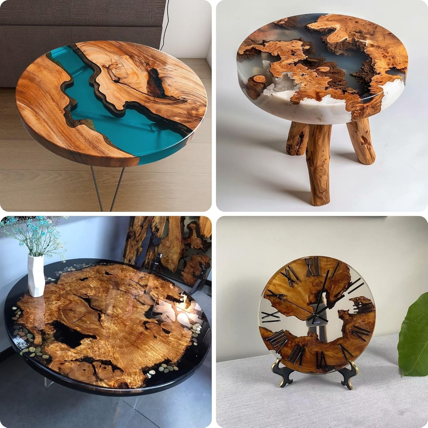 Resin Mold Large Round Deep -Kalinta 20inch Reusable Epoxy Round Molds for Resin Clock, Serving Tray Board, End Table，Floral Preservation Bouquet