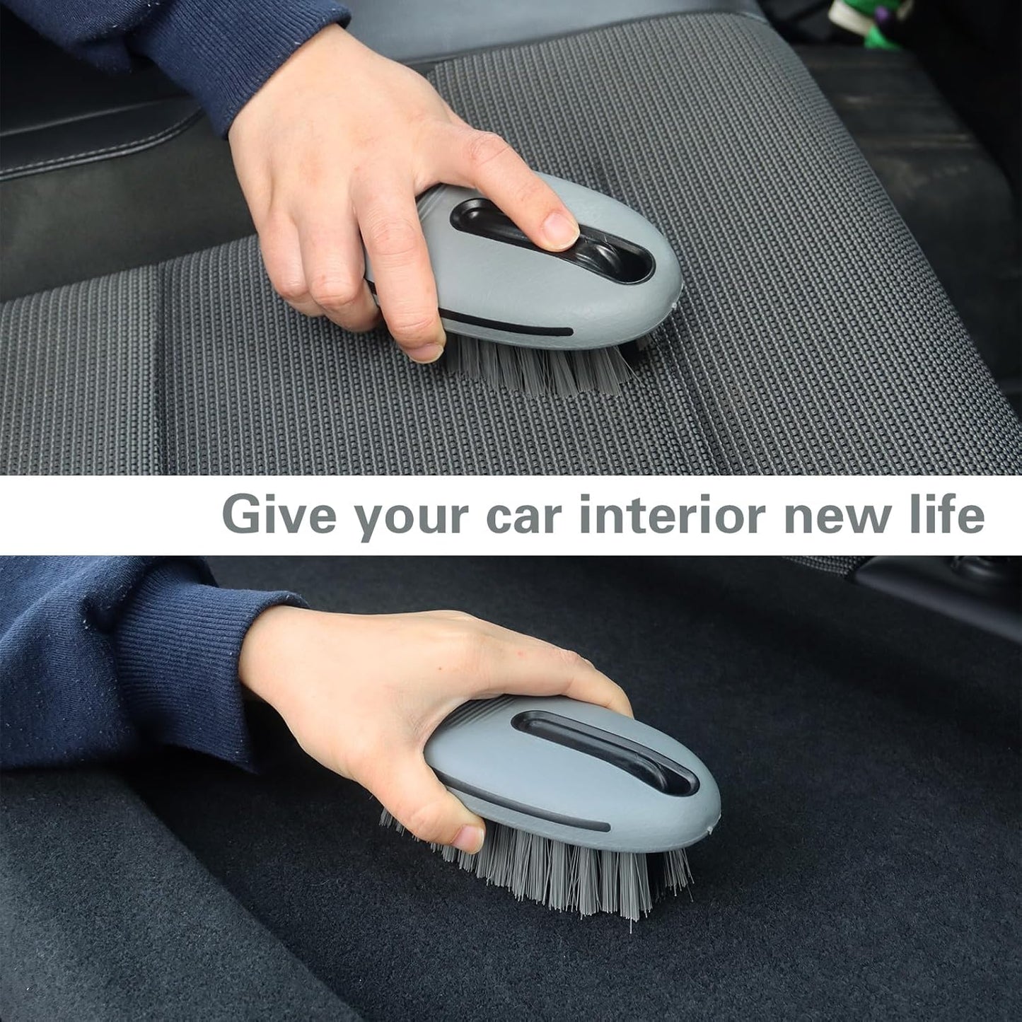 Carpet and Interior Cleaning Brushes, car Cleaning Brushes, Carpet Washing Brushes, Hard Bristle Detail Brushes, car and Home Interior Leather Brushes (Grey)