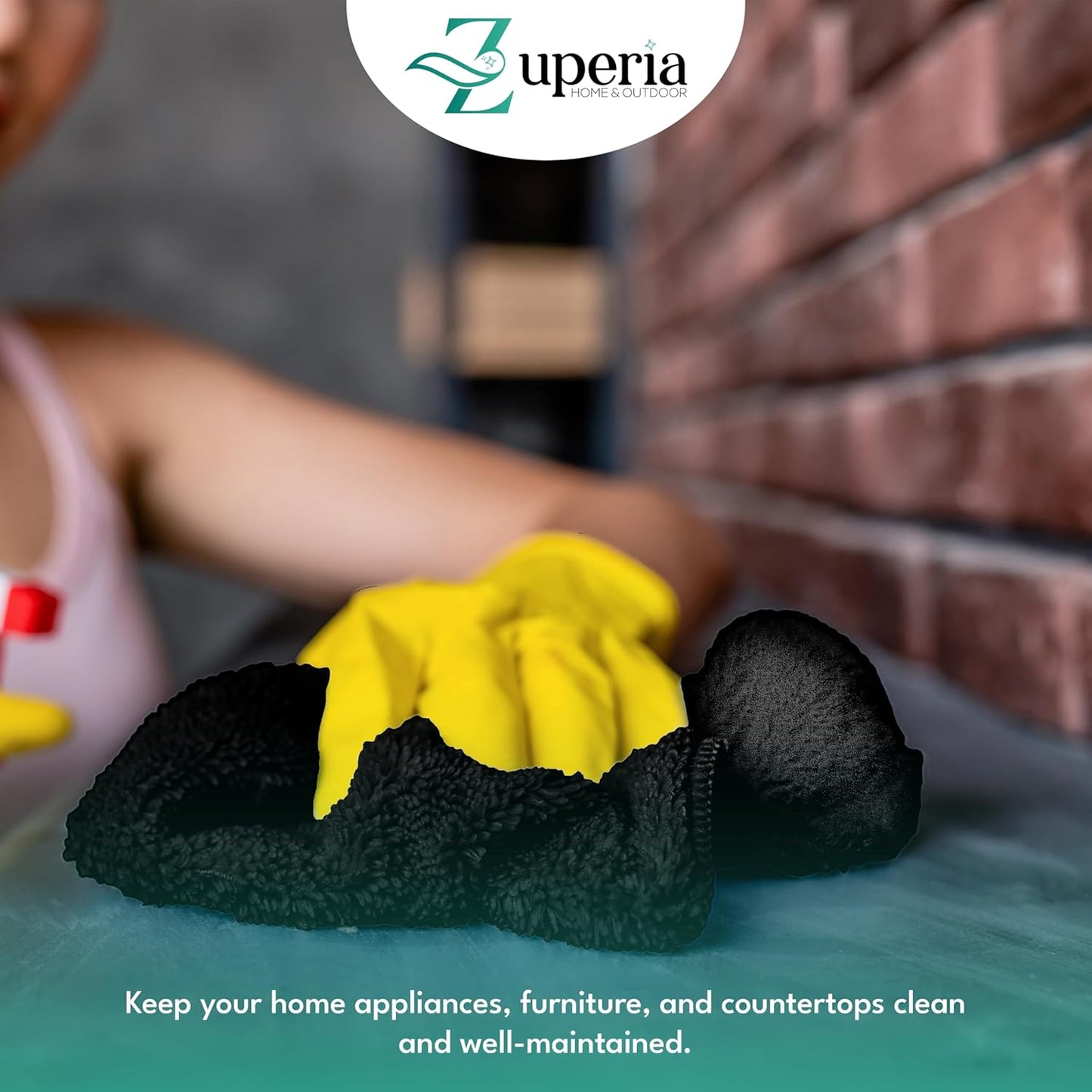 ZUPERIA 100% Cotton Terry Towels Cleaning Cloths, Pack of 50 (12" x 12") Multipurpose, Highly Absorbent, Reusable Cotton Rags, Bar Towels & Cleaning Rags for Everyday Usage (Black)