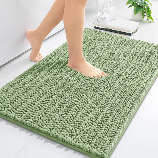 Arotive Luxury Chenille Bathroom Rug Mat, Extra Soft Thick Absorbent Shaggy Bath Rugs, Non-Slip Machine Wash Dry, Plush Bath Mats for Bathroom, Shower and Tub, 30x20, Sage Green