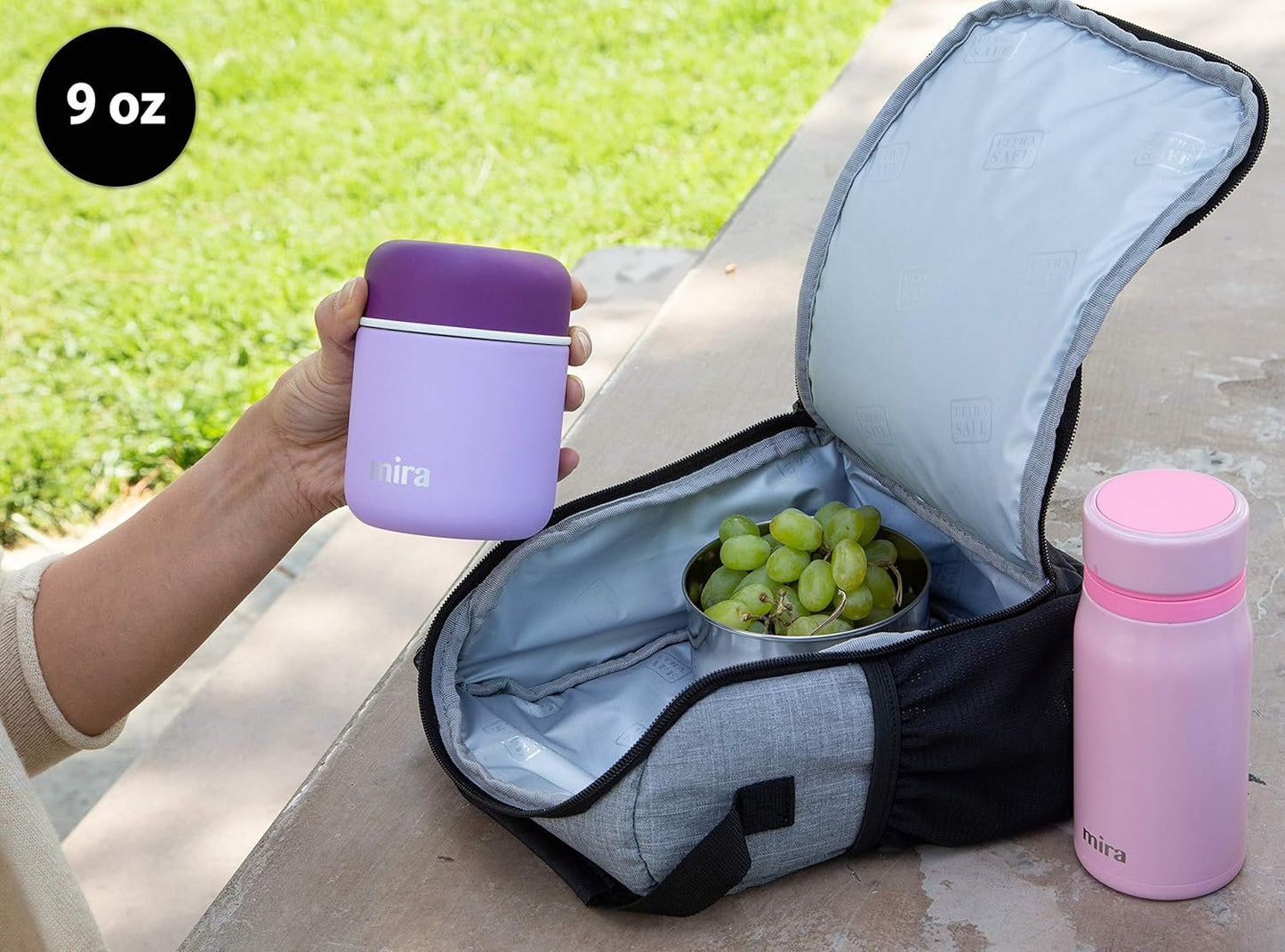 MIRA 9oz Insulated Food Jar Thermo for Hot Food & Soup, Compact Stainless Steel Vacuum Lunch Container - Sky Blue