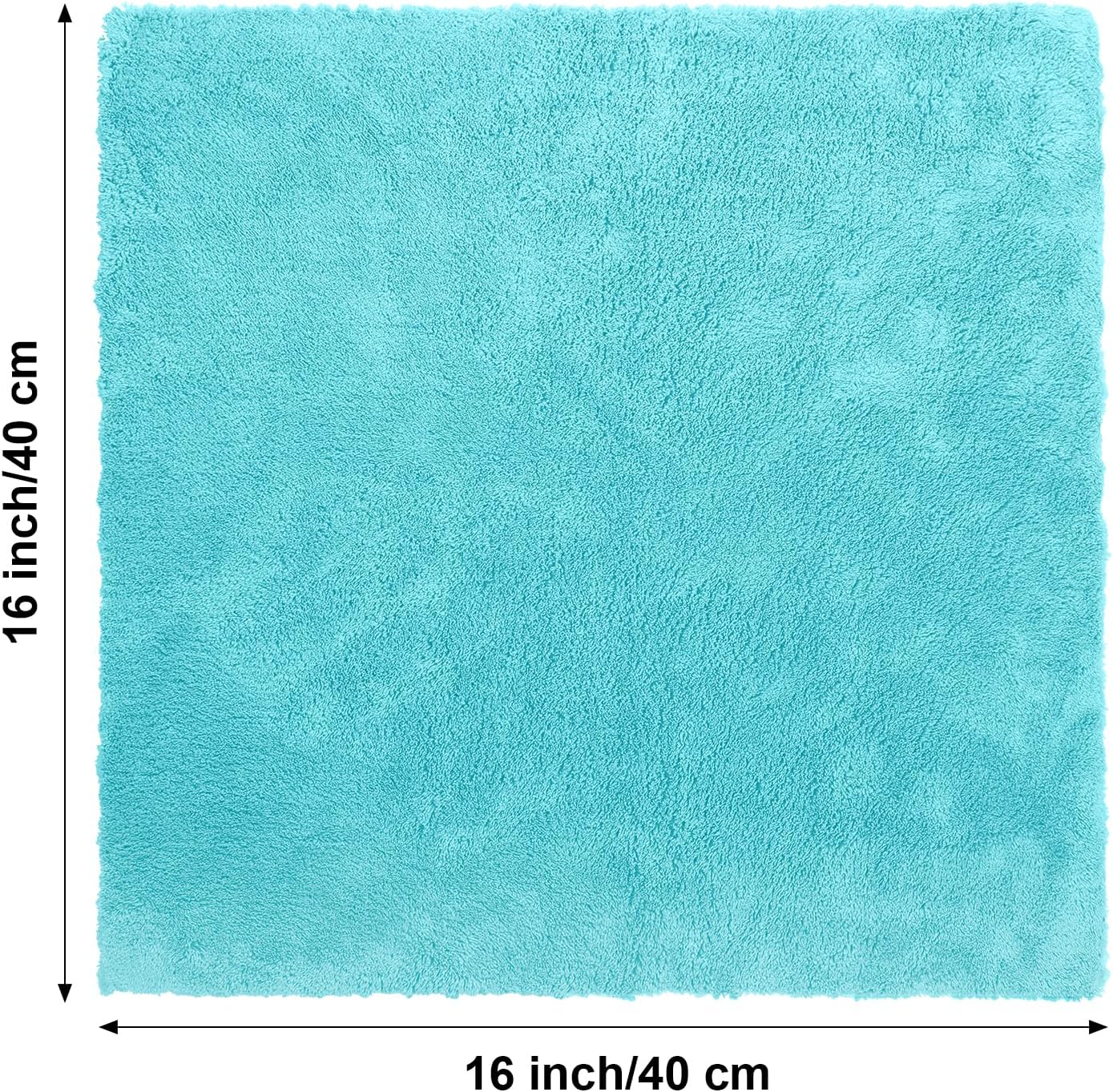 Shimeyao 30 Pcs Edgeless Microfiber Plush Towels for Cars Detailing Drying Wash Polishing Absorbent Cleaning Cloths, 500 GSM, 16 x 16 Inch(16 x 16 Inch, Teal Blue, 30 Pcs)