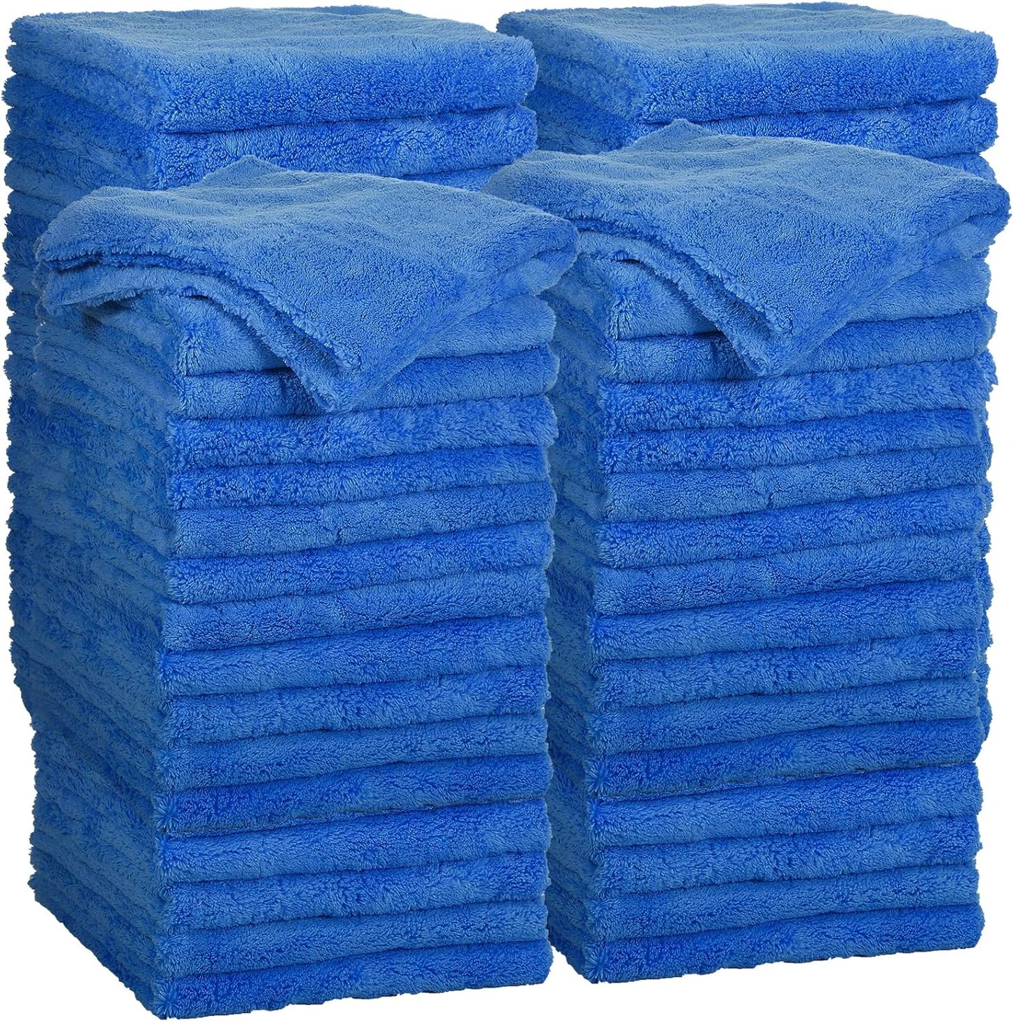 Shimeyao 30 Pcs Edgeless Microfiber Plush Towels for Cars Detailing Drying Wash Polishing Absorbent Cleaning Cloths, 500 GSM, 16 x 16 Inch(16 x 16 Inch,Dark Blue,30 Pcs)